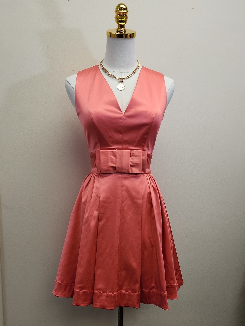 Trashy Diva Coral Fit Flare Midi Dress 50s Retro Pinup Rockabilly Size 4